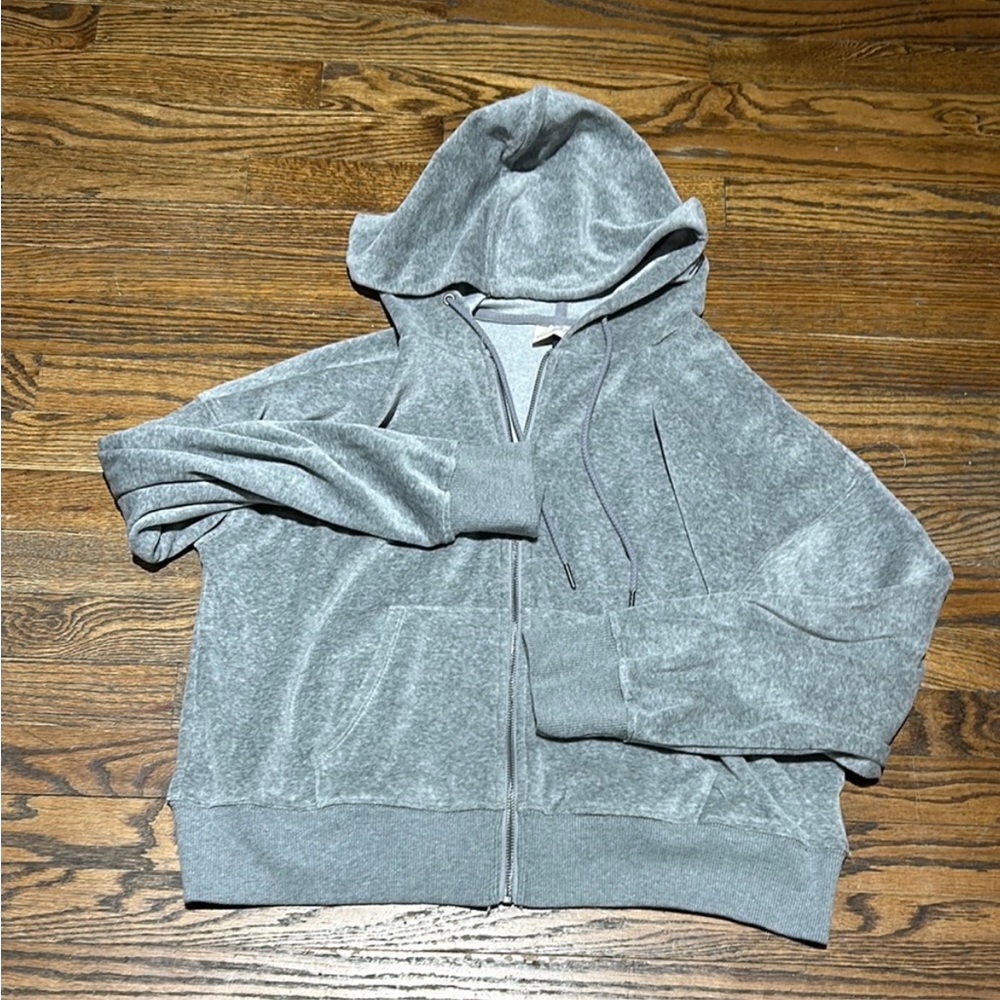 Gray Hooded Zip-Up Jacket